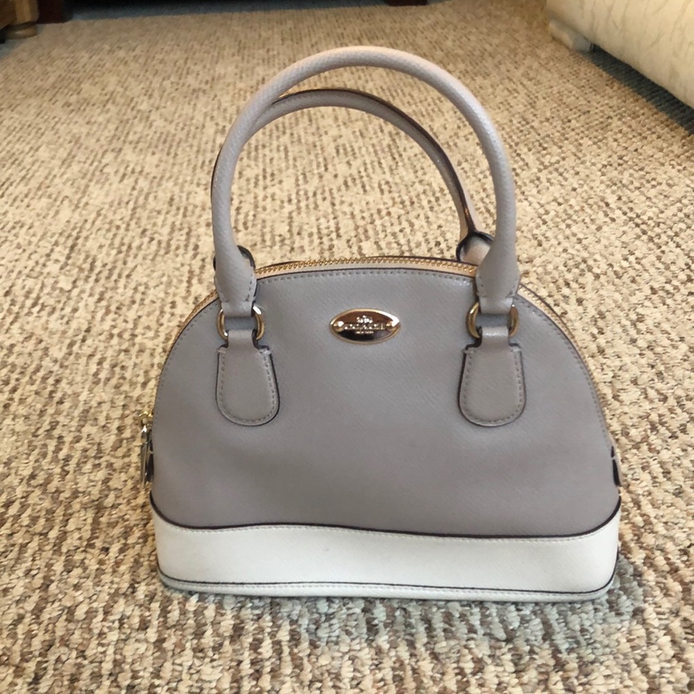 COACH Grey and White mini Sierra handbag
